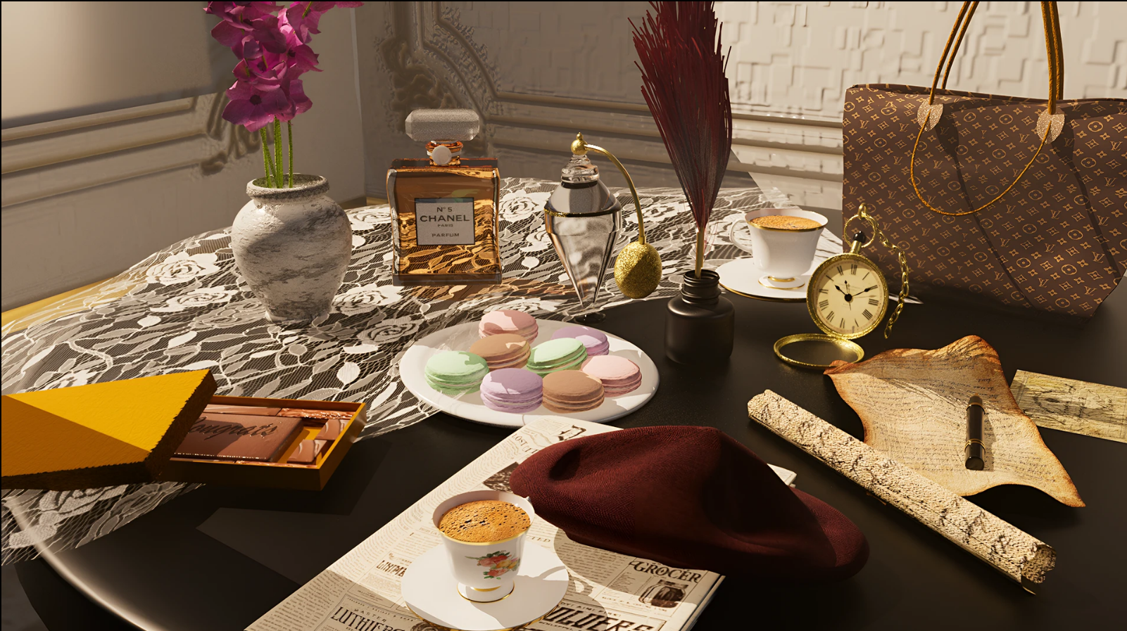 France Realistic Scene, a textured and lit 3D scene